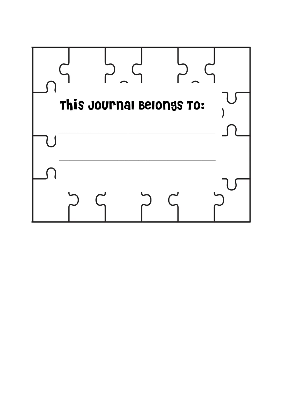 Journal ownership page asks children to add their name beneath the heading 'This journal belongs to:'