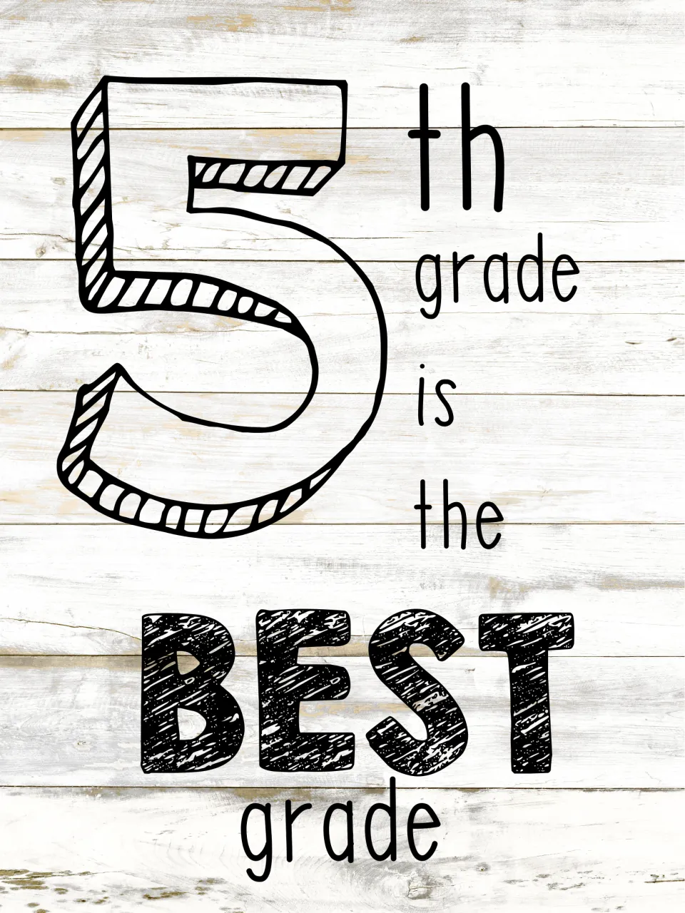 Classroom poster for fifth graders featuring the message '5th grade is the BEST grade' for display.