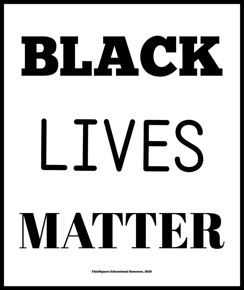 White version of the classroom poster stating “Black Lives Matter,” the fourth of six posters in the set.
