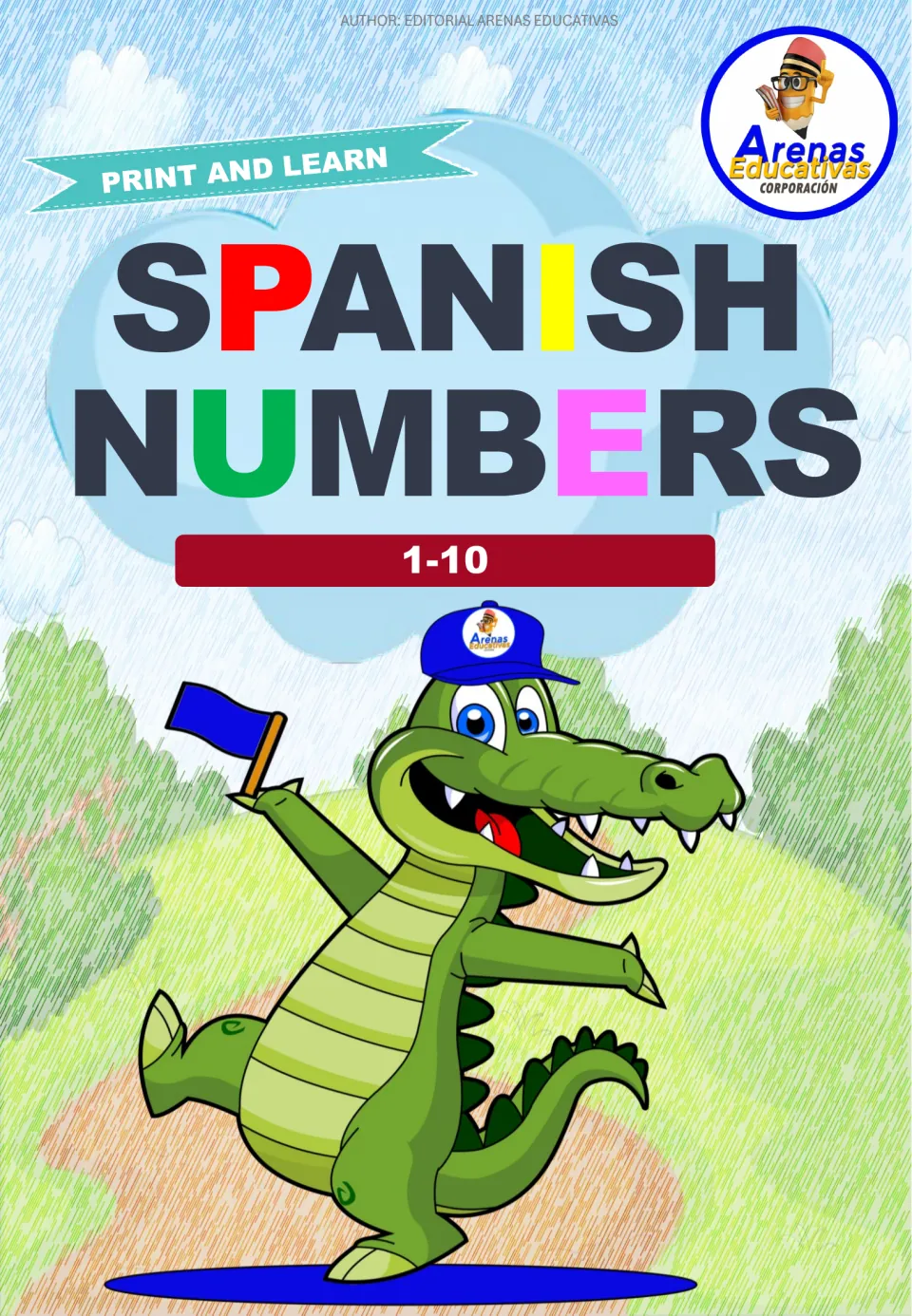 Cover of the Spanish-English number poster set, headed Spanish Numbers 1–10 and Print and Learn.