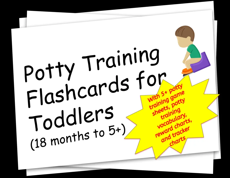 Potty Training Flashcards for Toddlers (18 months to 5+) cover, noting game sheets, vocabulary, reward and tracker charts