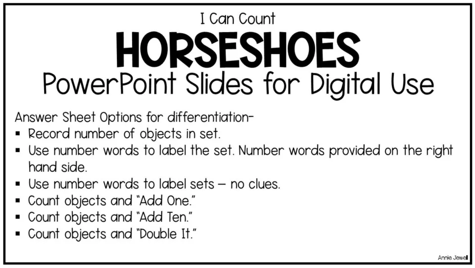 Answer sheet guide: record counts, use number words with or without clues, or Add One, Add Ten, and Double It
