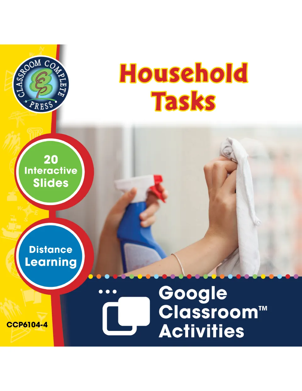 Household Tasks cover from Classroom Complete Press: 20 interactive slides for Google Classroom and distance learning