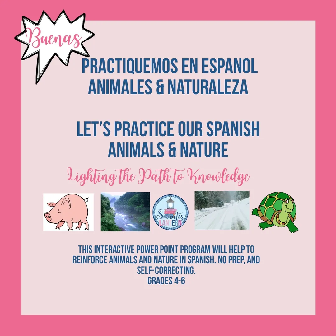 Spanish Animals and Nature Vocabulary Game – cover