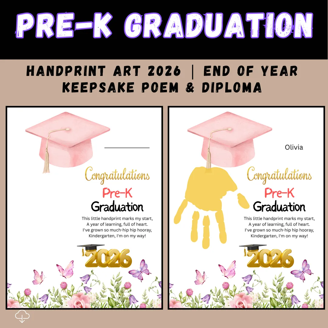 Pre-K Graduation Handprint Art 2026 | End of Year Keepsake Poem – cover