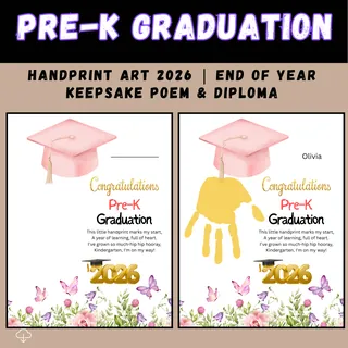 Pre-K Graduation Handprint Art 2026 | End of Year Keepsake Poem – cover