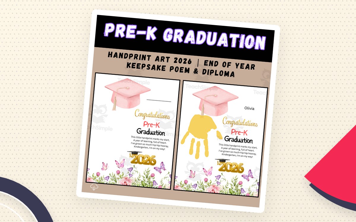 Pre-K Graduation Handprint Art 2026 | End of Year Keepsake Poem preview