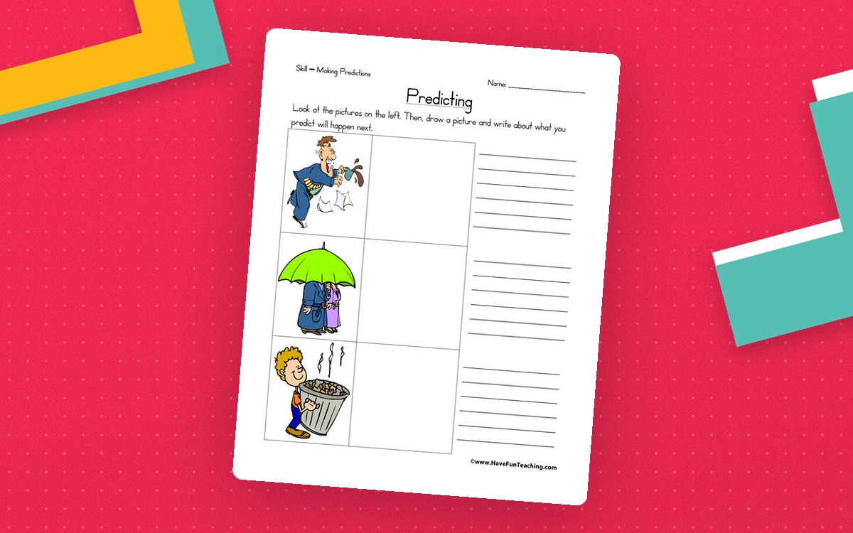 Predicting Worksheet preview: Printed picture prompts