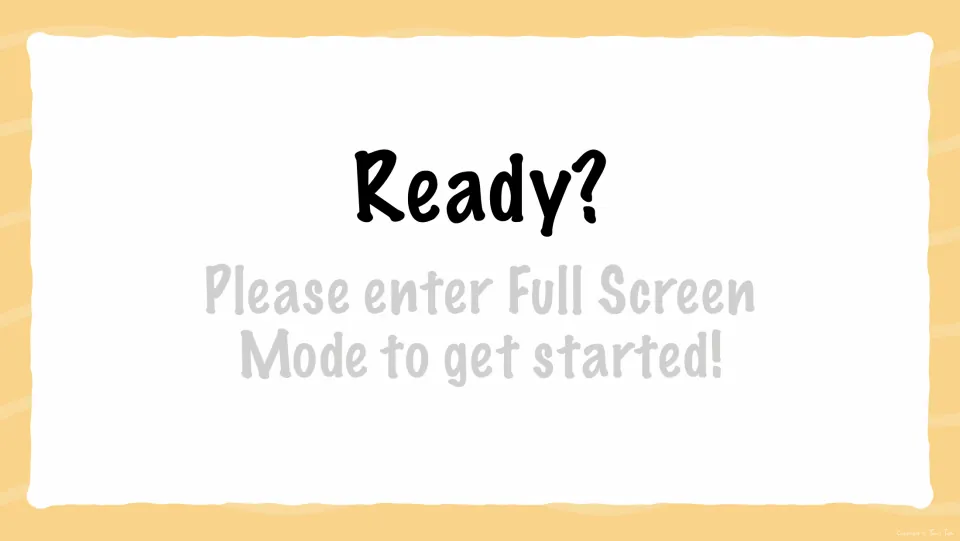 Presentation startup slide asks students to enter full-screen mode before beginning the prefix word clues