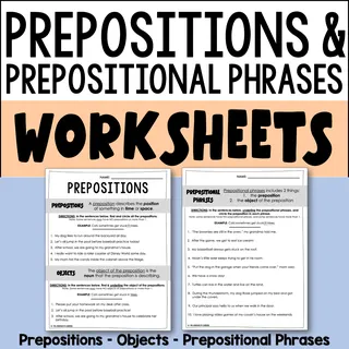 Prepositional Phrases Worksheets – cover