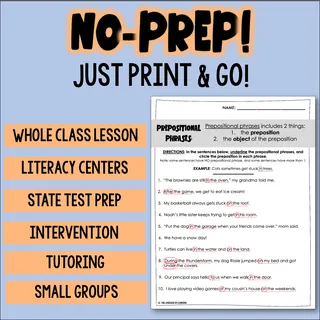 Prepositional Phrases Worksheets – sample page 3