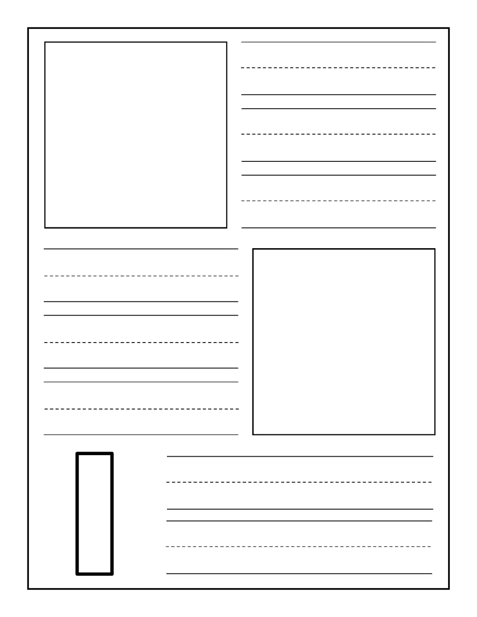Lowercase l journal page: children draw or glue two pictures of l words and practise writing those words beside each one
