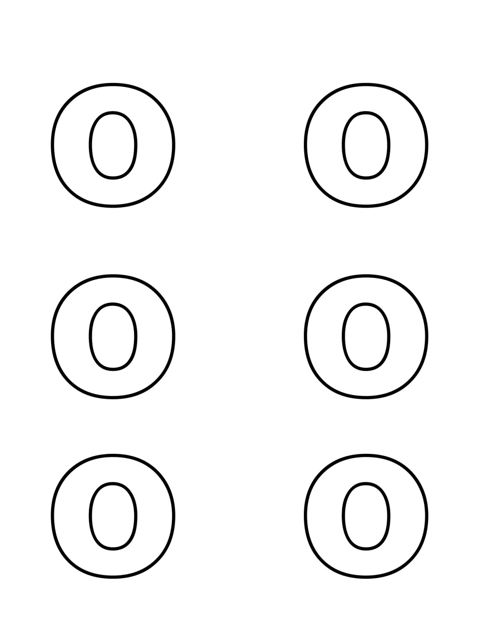Capital O letter recognition: six large outlined O's to print on card stock, cut out and hide for children to find