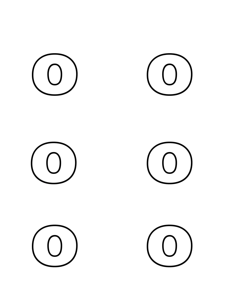 Lowercase o recognition: six small outlined o's to cut out and hide so children can tell them apart from capital O