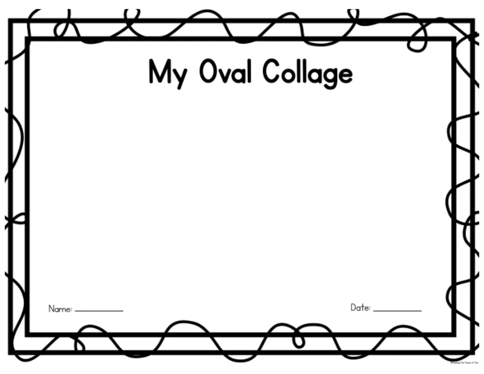 My Oval Collage: students cut and glue paper ovals onto this mat to build a shape collage, practising oval recognition