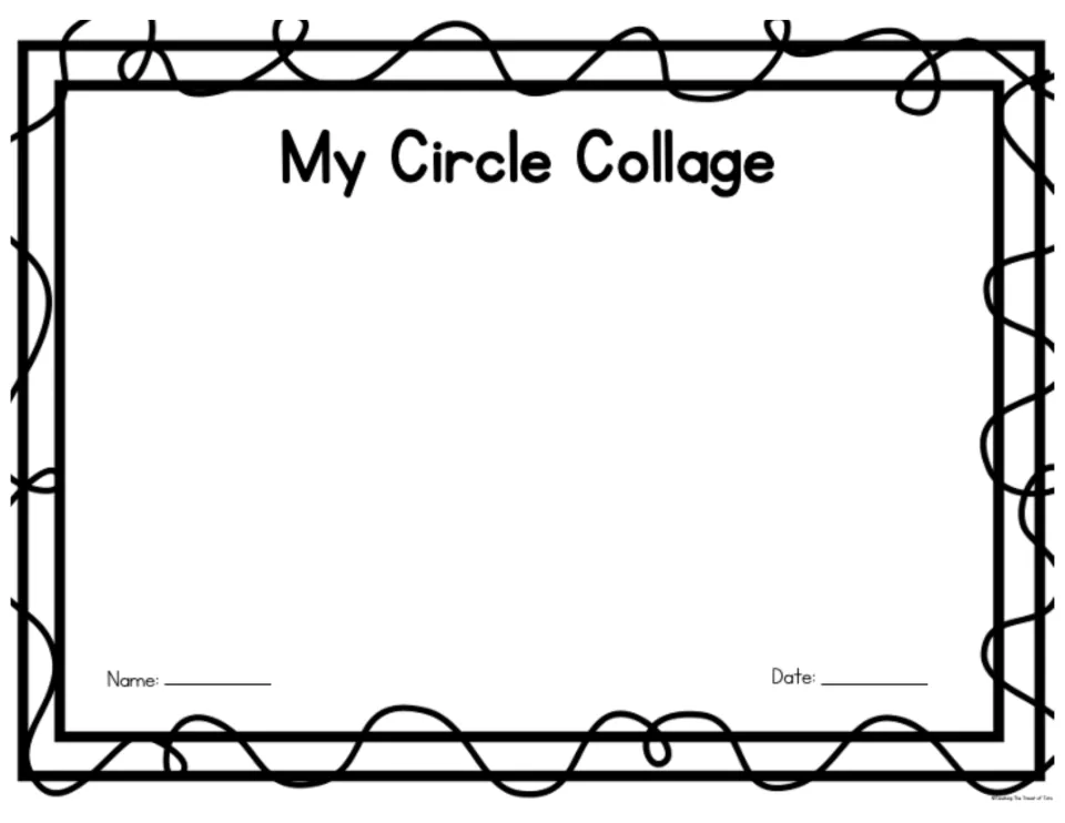 My Circle Collage: children fill the open mat with glued paper circles in many sizes, recognising the circle shape