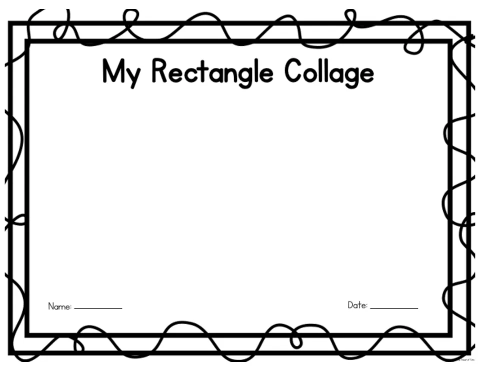 My Rectangle Collage: children glue paper rectangles of different lengths onto the mat, practising rectangle recognition