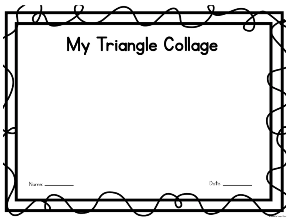 My Triangle Collage: learners cut and glue three-sided triangles onto the mat to make art, recognising triangles