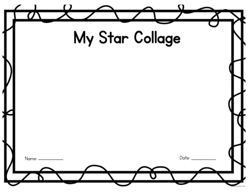 My Star Collage: children glue paper stars in various sizes across the mat to build a star shape collage
