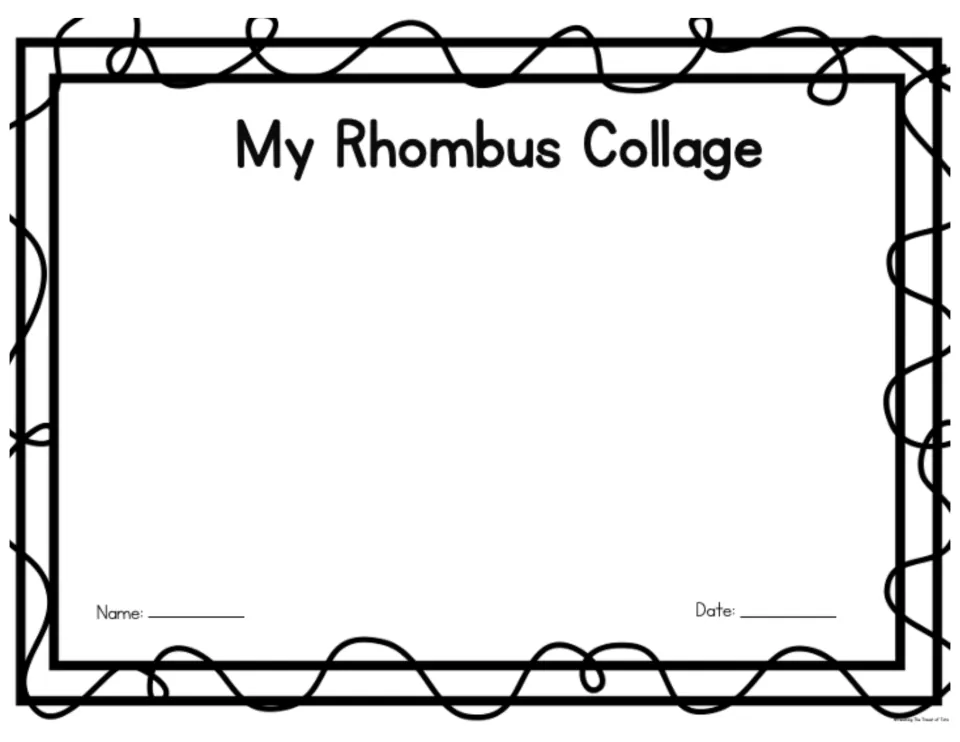 My Rhombus Collage: students cut out diamond-like rhombus shapes and glue them onto the mat, recognising the rhombus