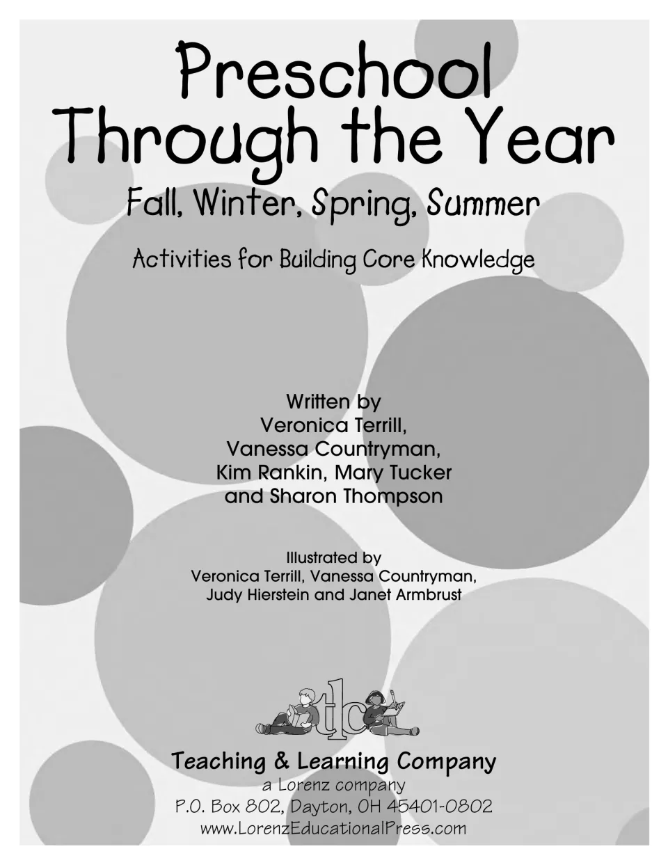 Title page for a Fall, Winter, Spring, Summer activity book, naming its five authors, four illustrators and publisher
