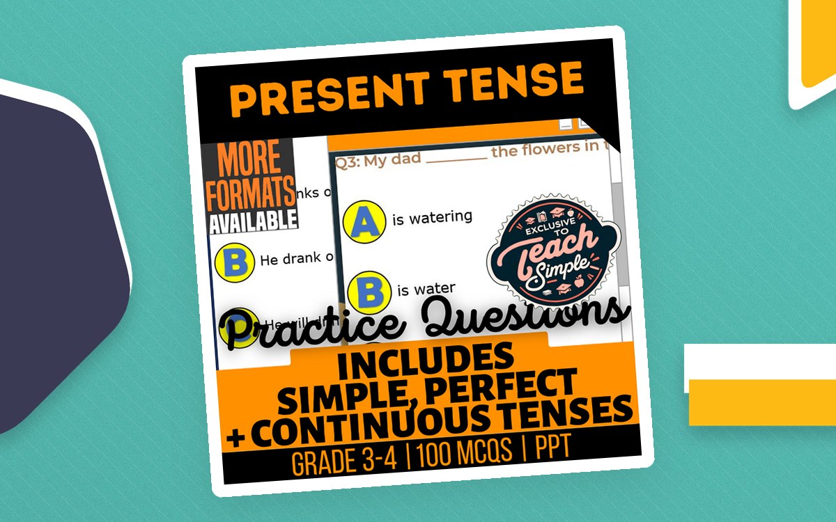 Present Tense Practice Questions - Grade 3-4 Grammar (PPT) cover.