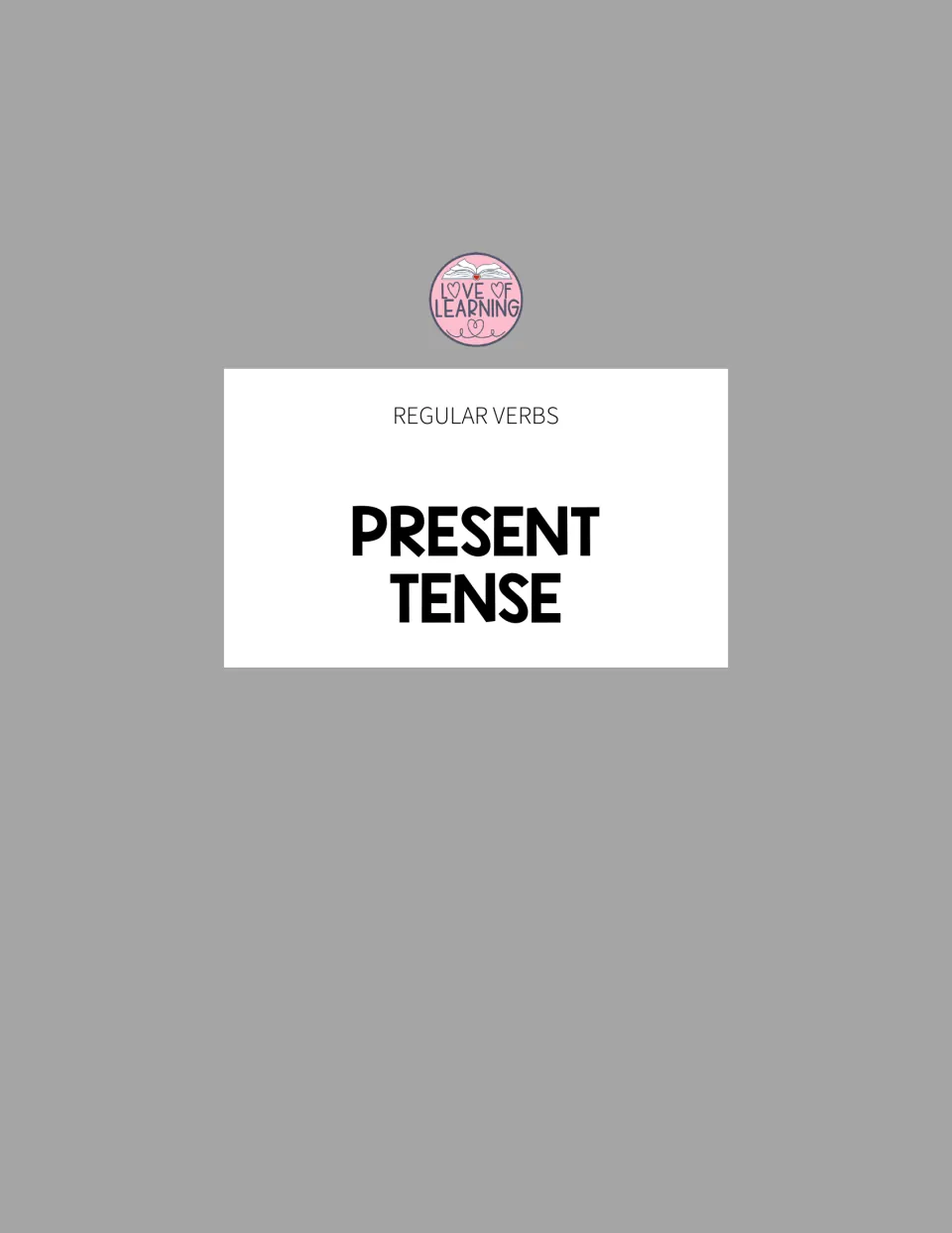 Present tense section divider introducing regular verb sentence writing and Arctic animal drawing activities