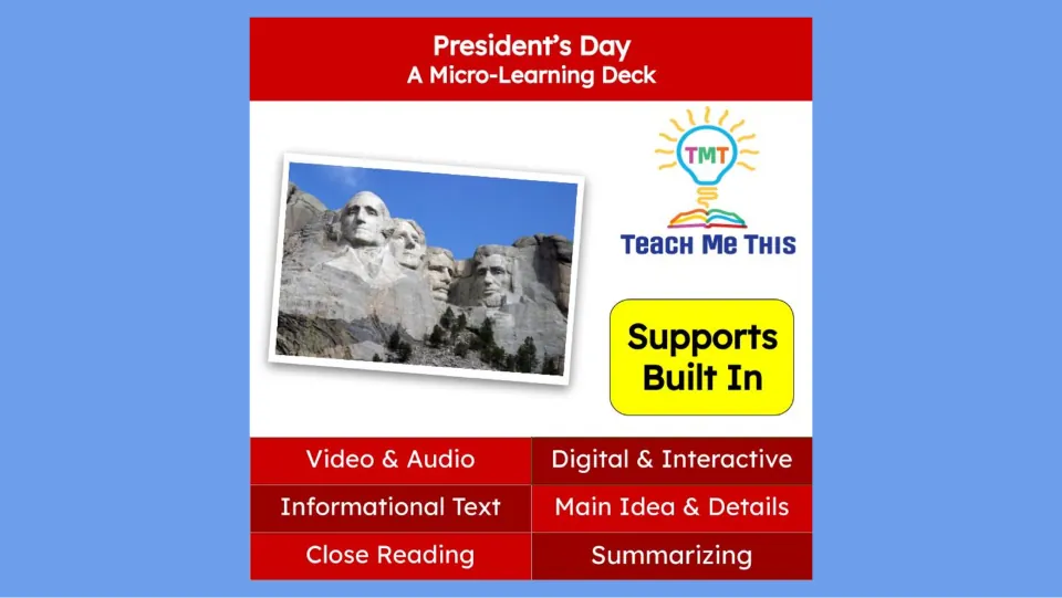 Reading deck cover introducing the holiday lesson, built-in supports, video, audio, and comprehension skills