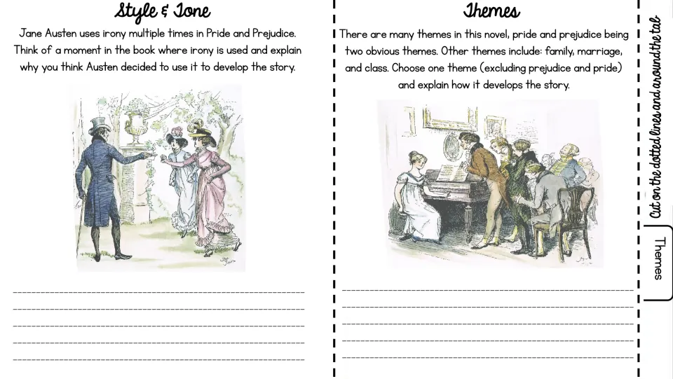Irony and theme: students explain one moment of Austen's irony and how family, marriage or class develops the story