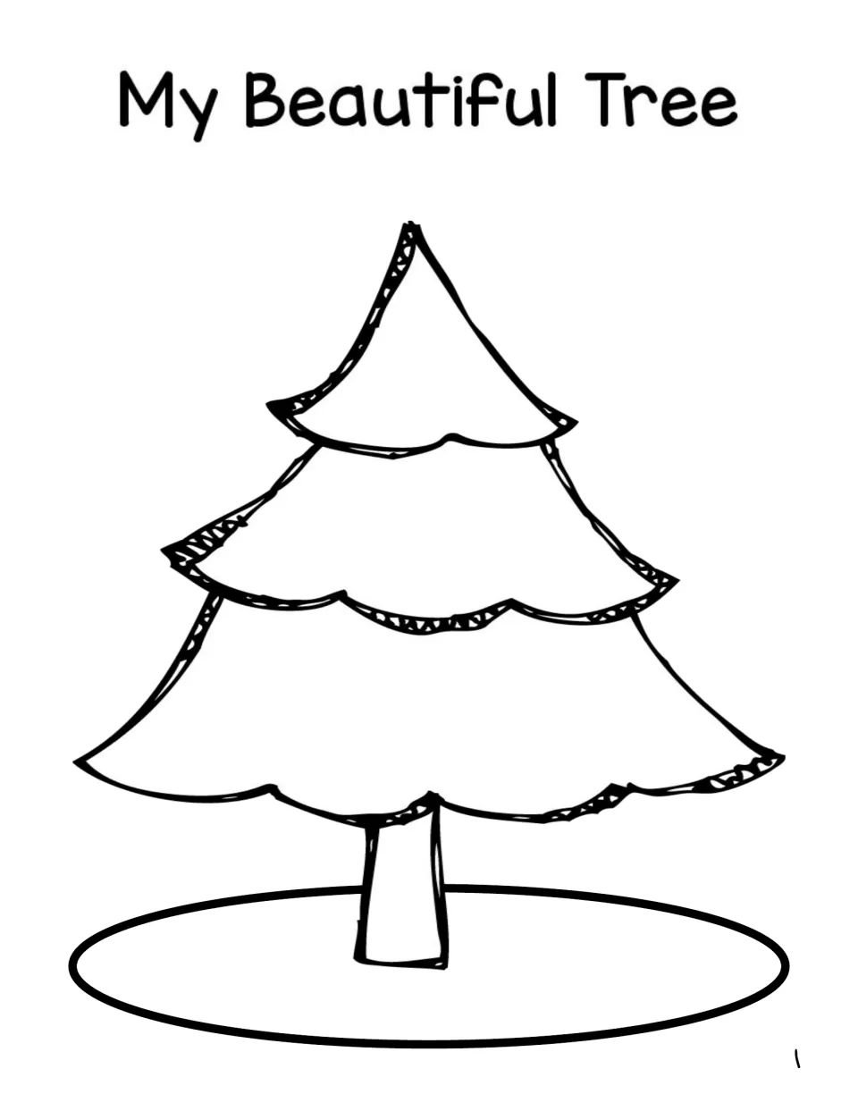 Student book page 1, 'My Beautiful Tree,' provides a Christmas tree to color and decorate with cutout ornaments