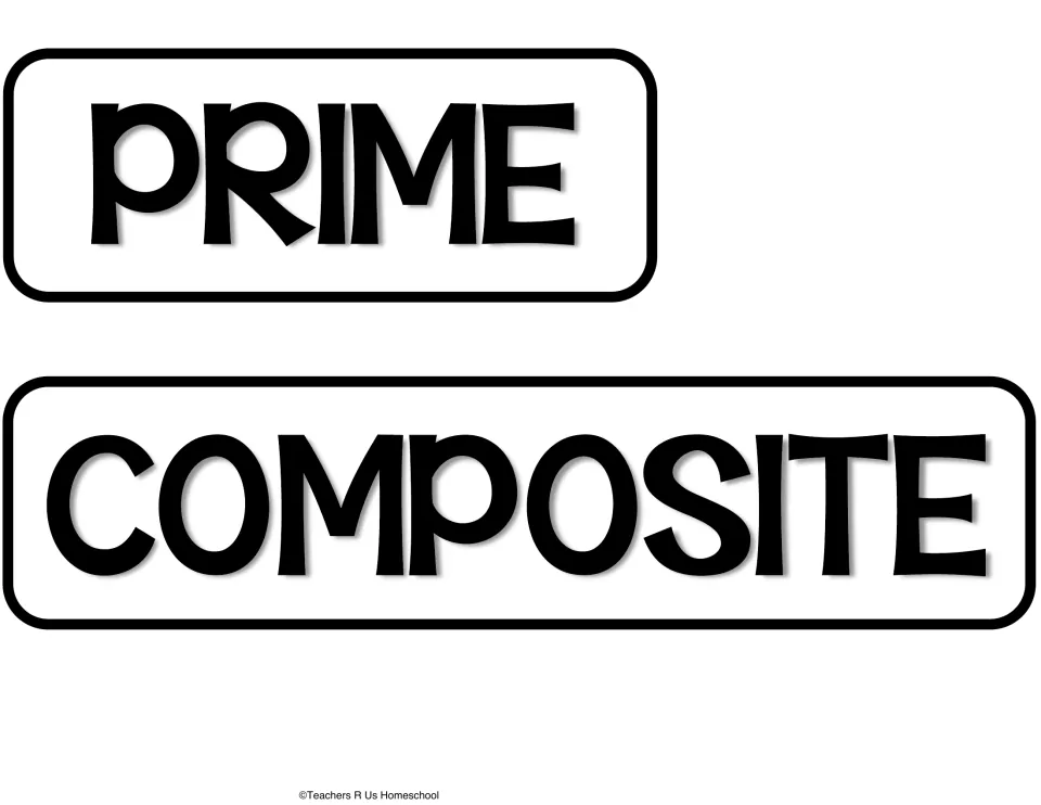 Cut-out title pieces: two large header labels reading PRIME and COMPOSITE in bold letters for the top of the chart