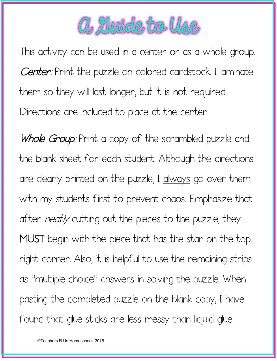 Teacher guide: running the prime and composite activity as a center on cardstock or whole group with cut and glued strips