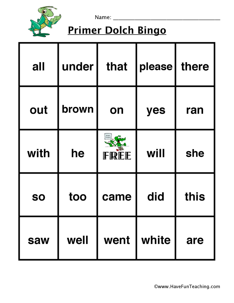 Primer Sight Words Bingo by Teach Simple