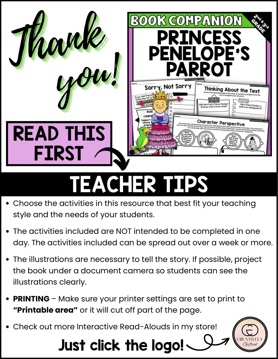 Teacher tips for the book companion explain activity selection, pacing, viewing illustrations, and printing.