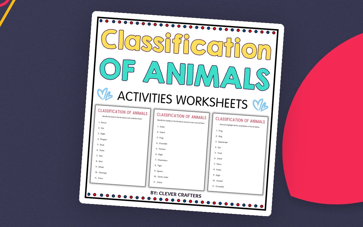 Printable Classification of Animals Activity Worksheets for Grade 2, 3 preview