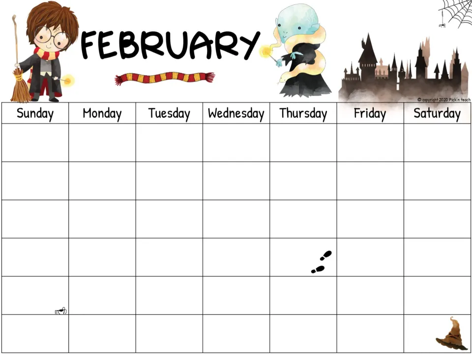 February monthly planner sheet with Sunday–Saturday headings and blank dates to fill in for any year.