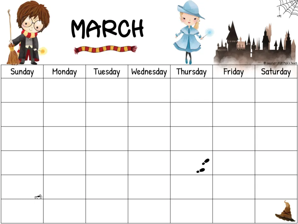 March monthly planner sheet with Sunday–Saturday headings and blank dates to fill in for any year.