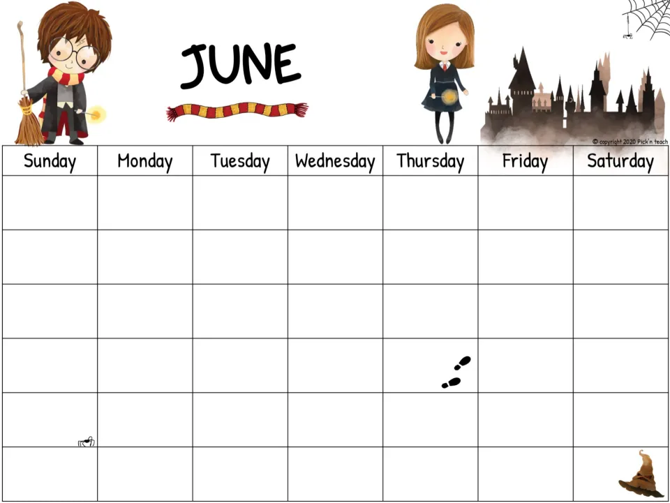 June monthly planner sheet with Sunday–Saturday headings and blank dates to fill in for any year.