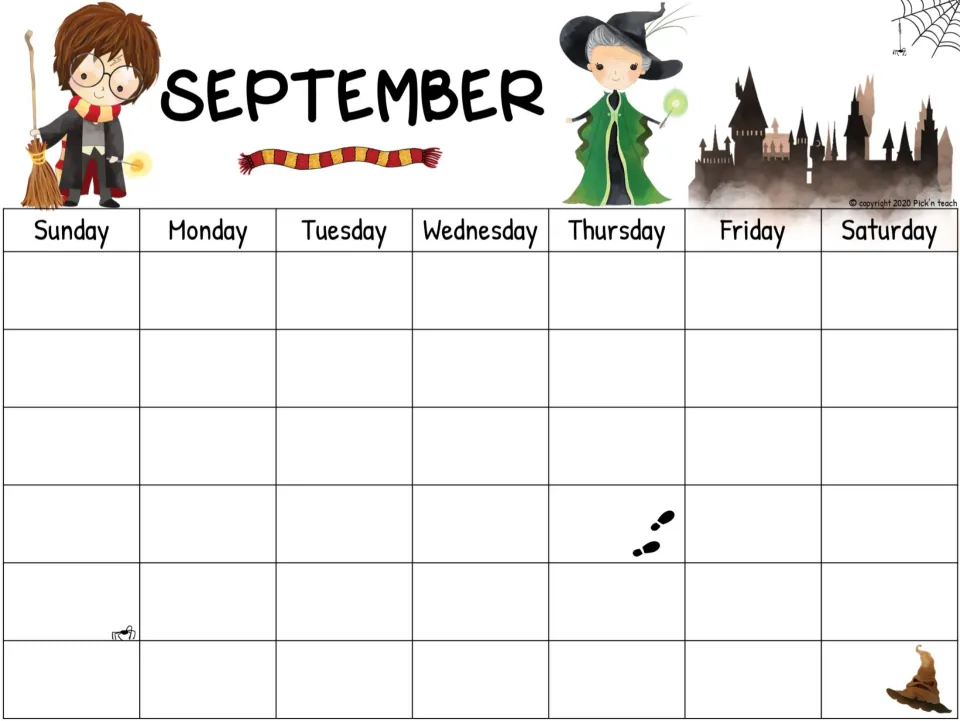 September monthly planner sheet with Sunday–Saturday headings and blank dates to fill in for any year.
