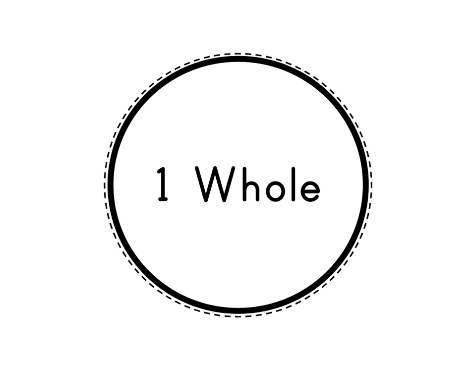 Fraction circle labeled '1 Whole' serves as the whole pie on which the set's fraction pieces can be placed