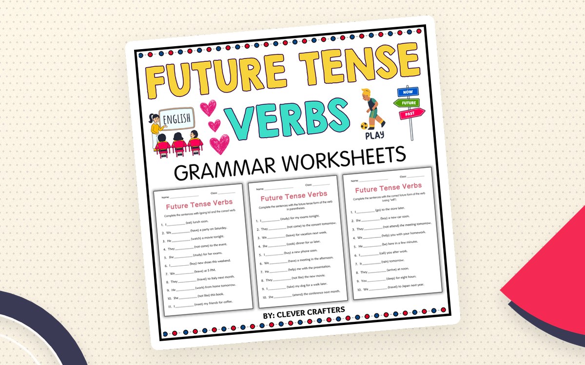 Printable Simple Future Tense Verbs Grammar Worksheets for Grade 2, 3 preview
