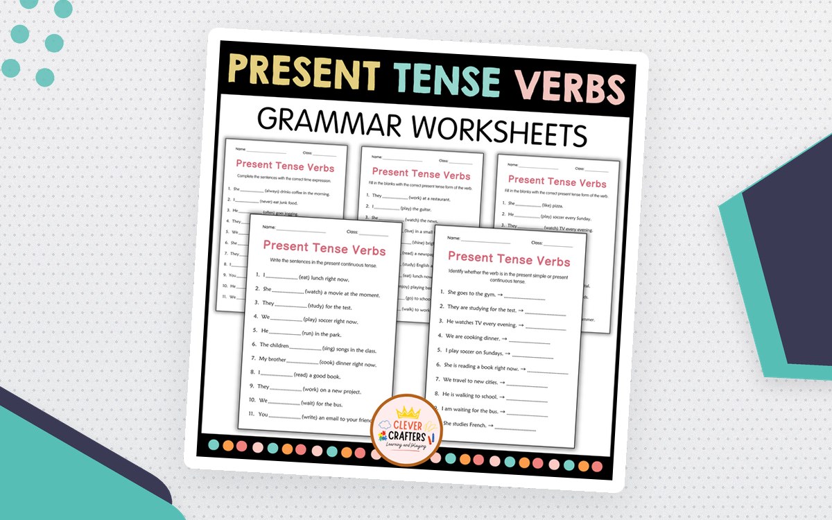 Printable Simple Present Tense Verbs Grammar Worksheets for Grade 2, 3 preview