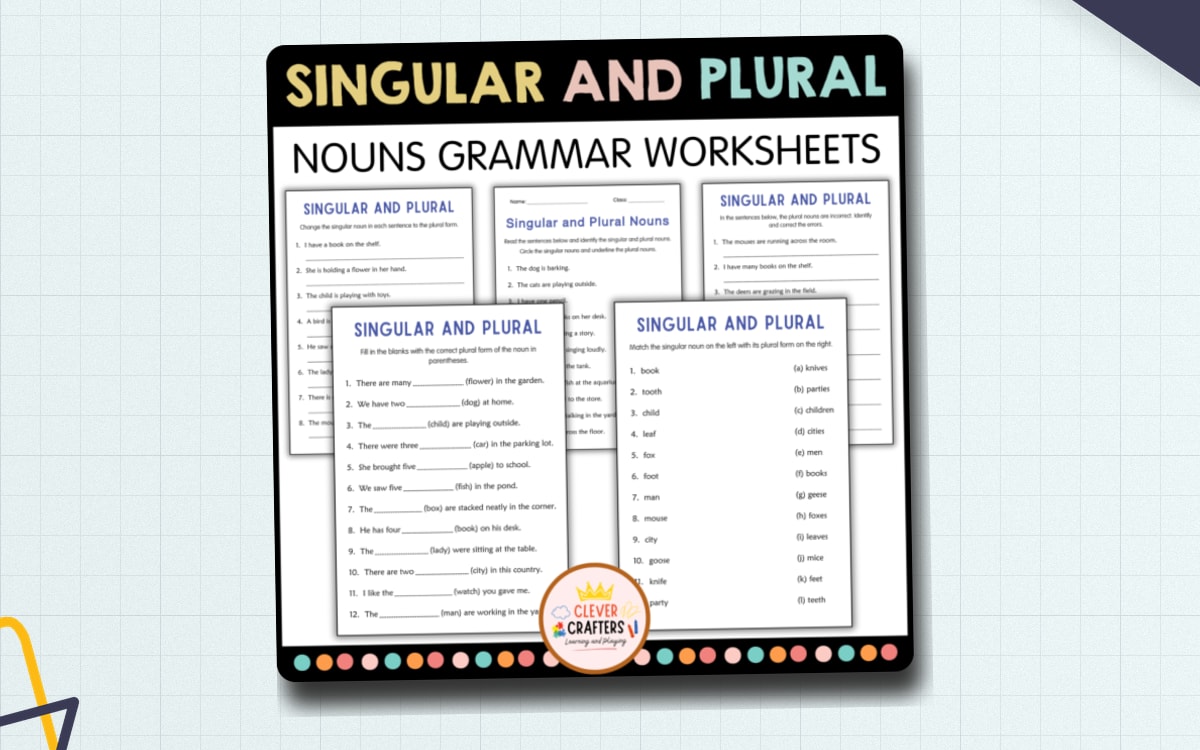 Printable Singular and Plural Nouns Grammar Worksheets for Grade 2, 3 preview