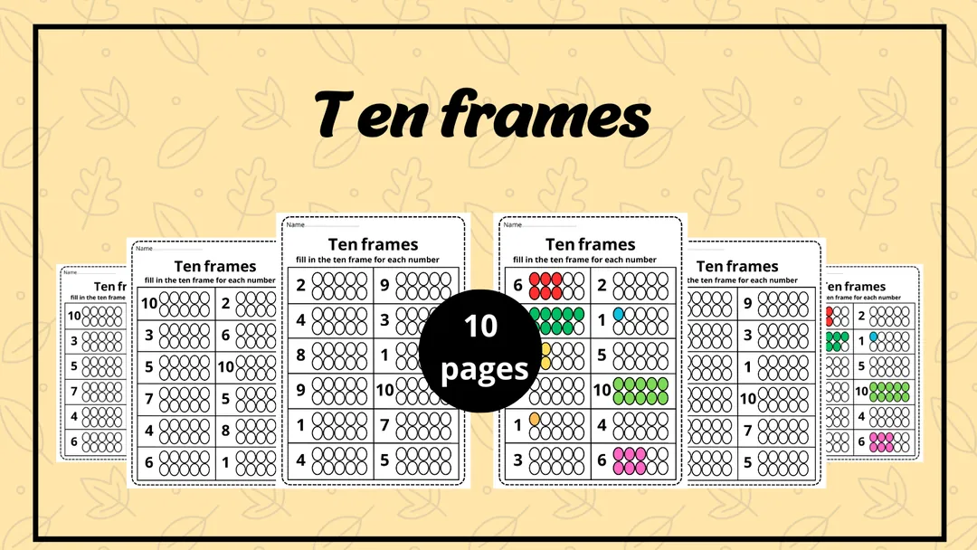 Ten Frame Worksheets 1–10 – Counting Practice Set – cover