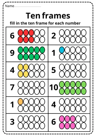 Ten Frame Worksheets 1–10 – Counting Practice Set – sample page 2