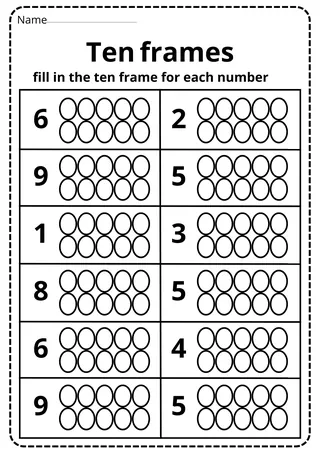Ten Frame Worksheets 1–10 – Counting Practice Set – sample page 3
