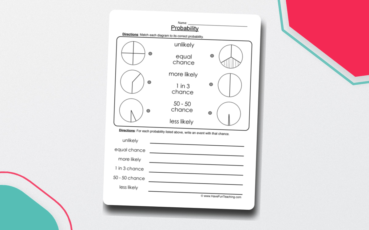 Probability Worksheet – Match Diagrams to Outcomes teaching resource preview