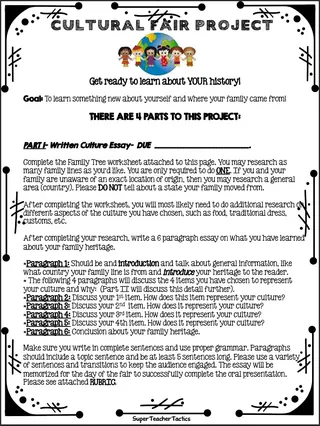 Cultural Fair Project – 3rd to 5th Grade Activity – sample page 2