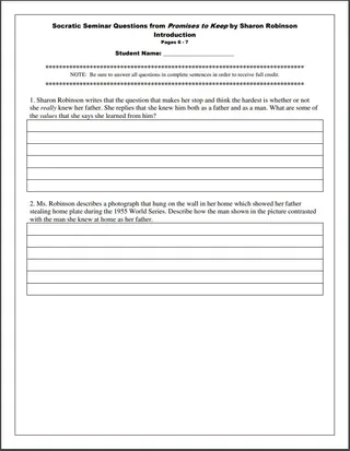 Promises to Keep – Socratic Seminar Questions – sample page 4