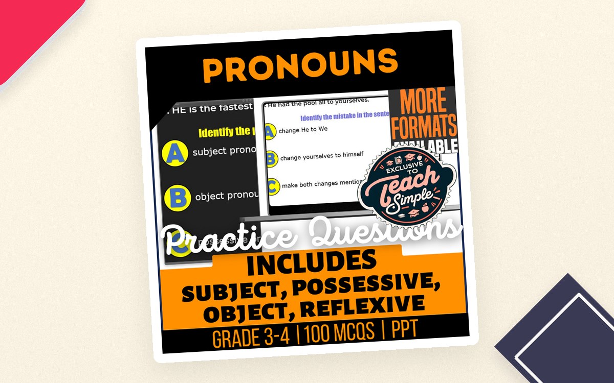 Pronouns Practice Questions - Grade 3-4 Grammar (PPT) preview